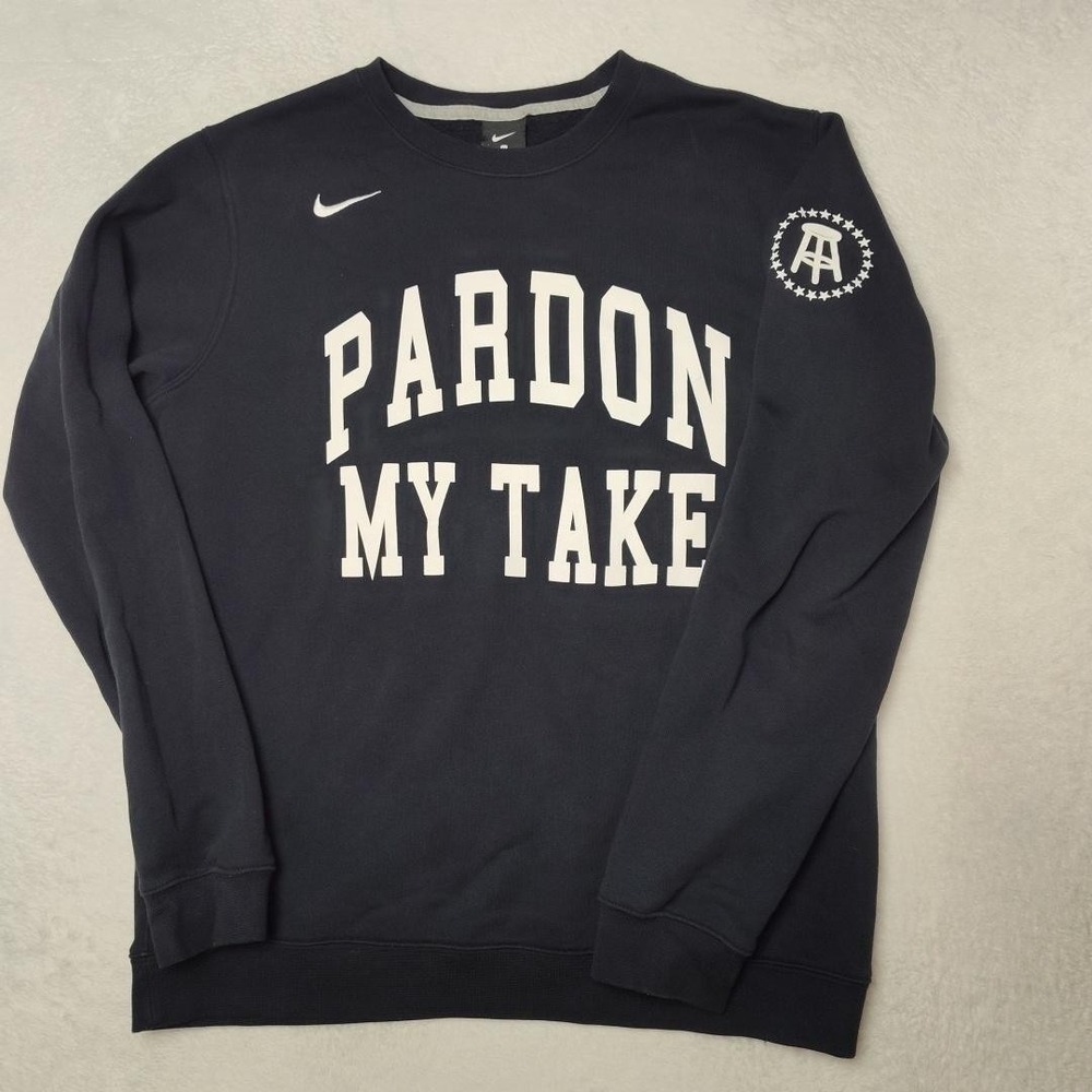 Nike Pardon My Take Sweatshirt Mens M Black Pullover Crew Neck Fleece Football